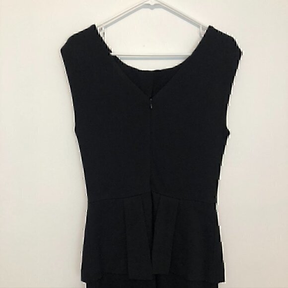 TAYLOR Solid Black Pleated Gathered Sleeveless Ponte Knit Peplum Sheath Dress 6 - Picture 10 of 12